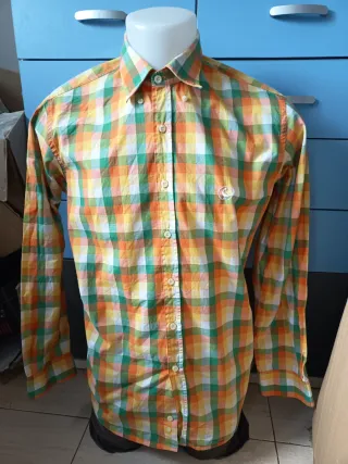 Camisa El Ganso cuadros verde y naranja