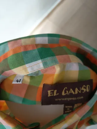 Camisa El Ganso cuadros verde y naranja