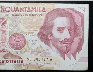 Banconota Lire 50.000 Italia 1992