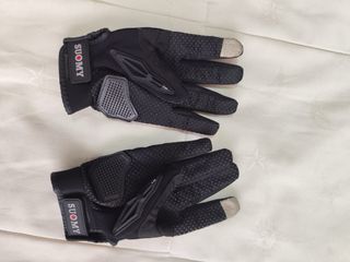Guantes de moto SUOMY negros y plateados