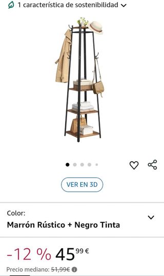 VASAGLE Perchero Industrial con 3 Estanterías