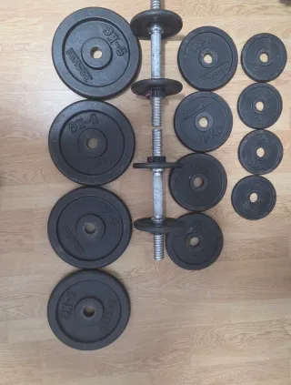 Mancuernas y discos gimnasio DOMYOS