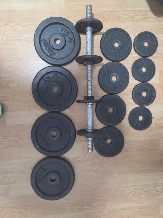 Mancuernas y discos gimnasio DOMYOS