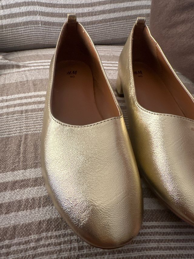 Zapatos bailarina dorados mujer