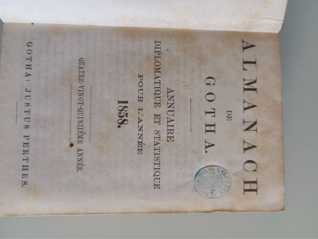 Almanacco di Gotha 1858. Un vecchio libro.
