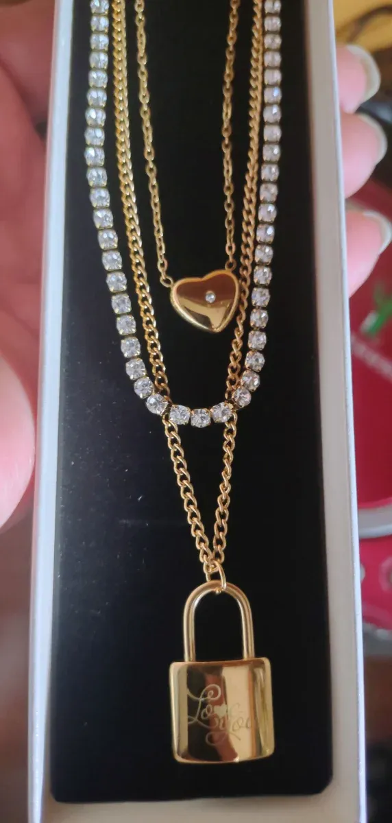 Collar multicapa acero dorado