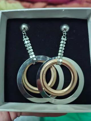 Set collana e orecchini, colore oro e argento