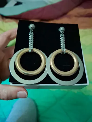 Set collana e orecchini, colore oro e argento