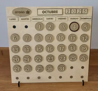 Calendario Montessori Madera Octubre 2025