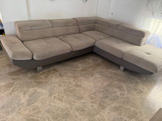 Sofá modular beige y marrón