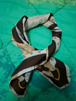 Foulard collo/borsa beige e marrone