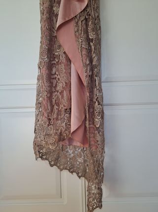 Vestido fiesta talla S oro y rosa