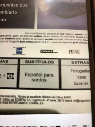 Películas DVD Españolas con Subtítulos Sordos 2x5