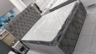 Cama Matrimonio Tapizada Gris