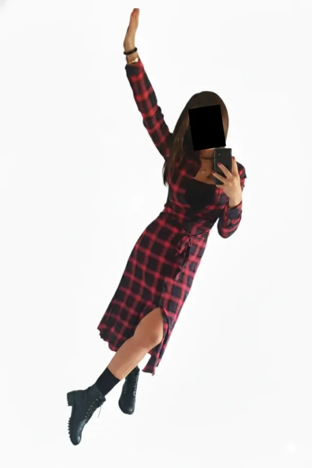 Abito Chemisier Bershka Rosso/Nero Taglia XS