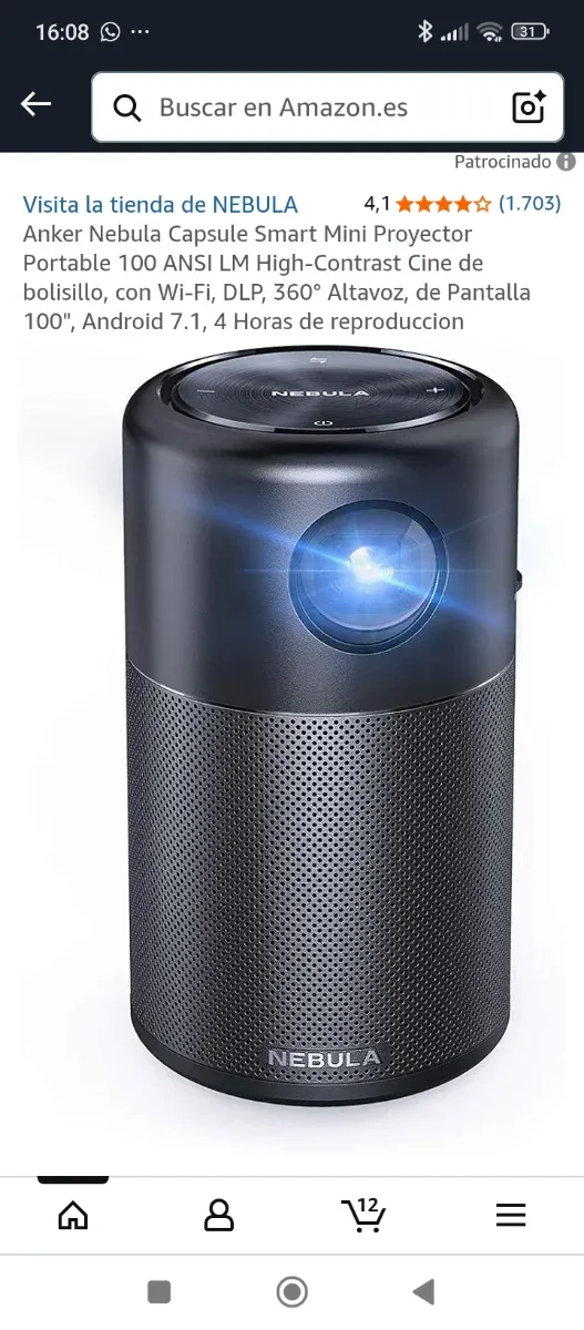 Proyector Nebula Capsule Pro Negro