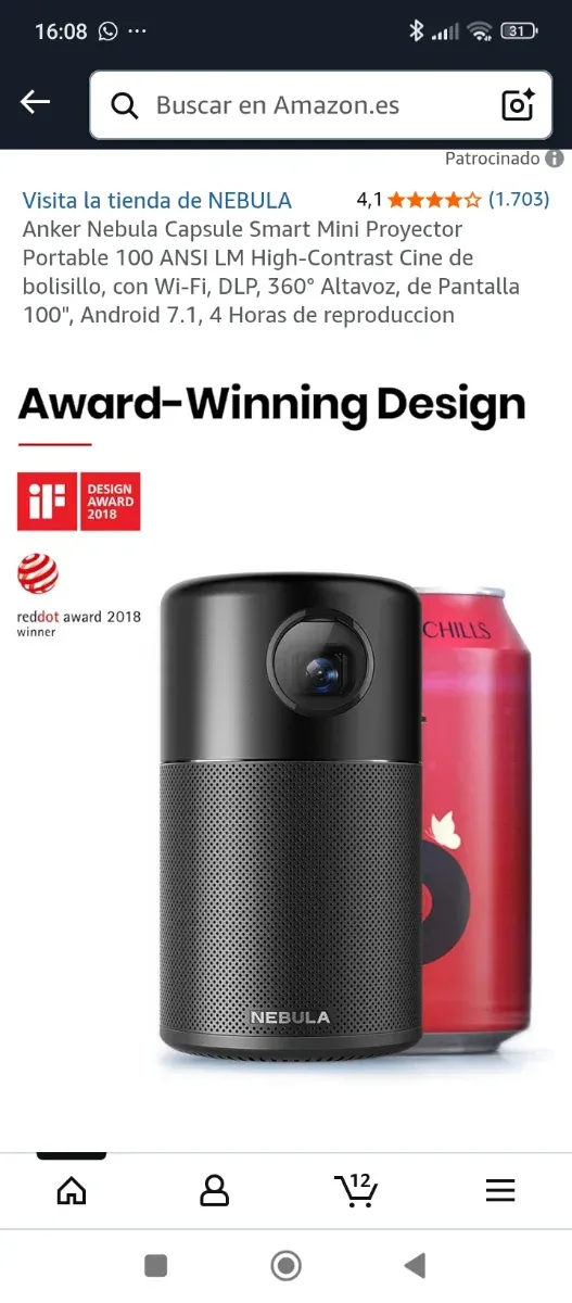 Proyector Nebula Capsule Pro Negro