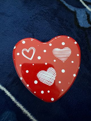 Scatola Latta Cuore Rossa Pois Bianchi
