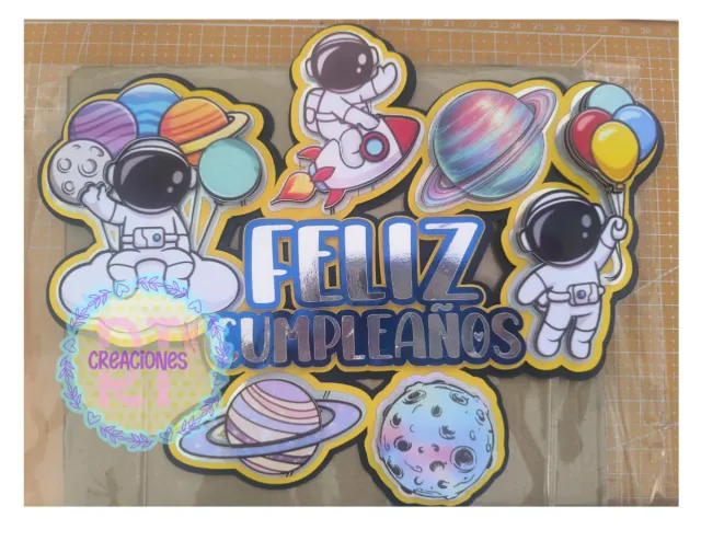 Topper Tarta Feliz Cumpleaños Astronauta Espacio