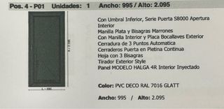 Puerta de entrada PVC