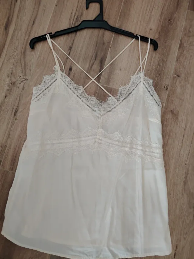 Blusa lencera de seda blanca
