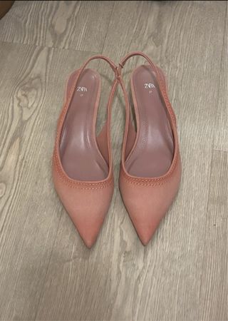 Zapatos Zara Slingback Puntiagudos Rosa Talla 37