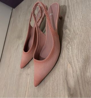 Zapatos Zara Slingback Puntiagudos Rosa Talla 37