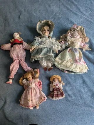 Lote 5 Muñecas Porcelana Vintage