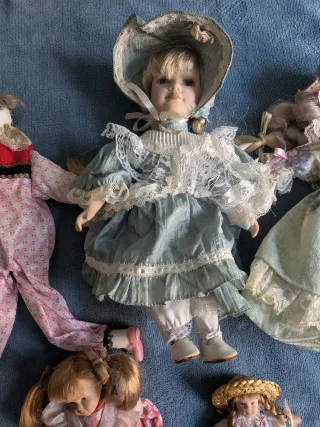 Lote 5 Muñecas Porcelana Vintage