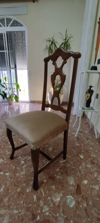 Juego de Sillas de comedor madera y tela beige