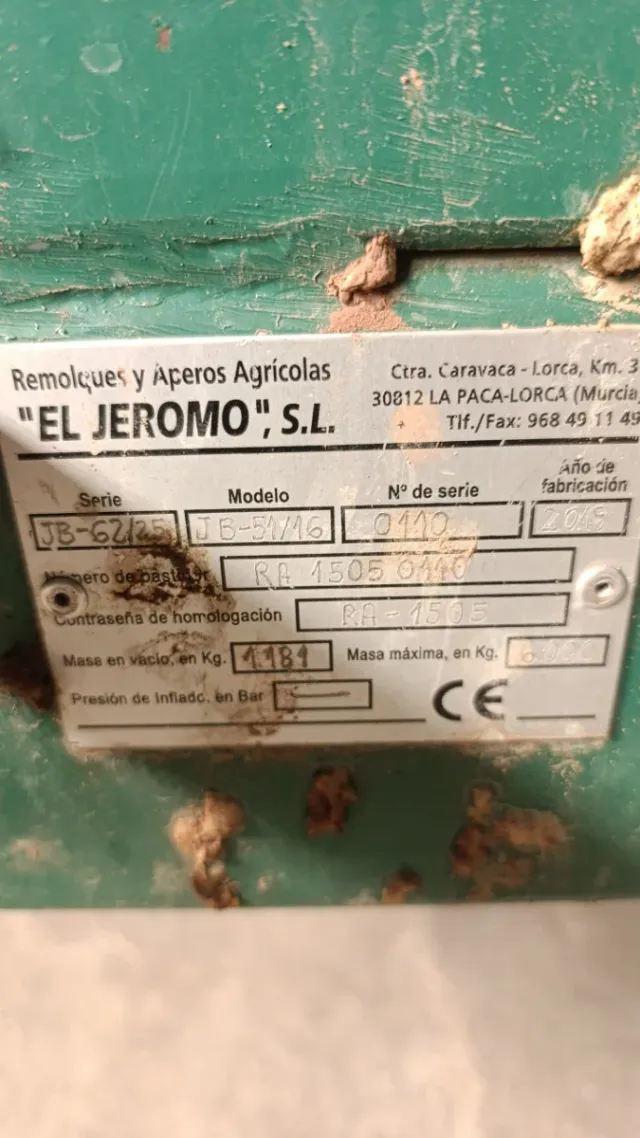 Remolque Agrícola EL JEROMO JB-62/25 680558438