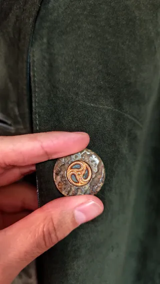 Abrigo Ante y Piel Auténtico Verde oliva