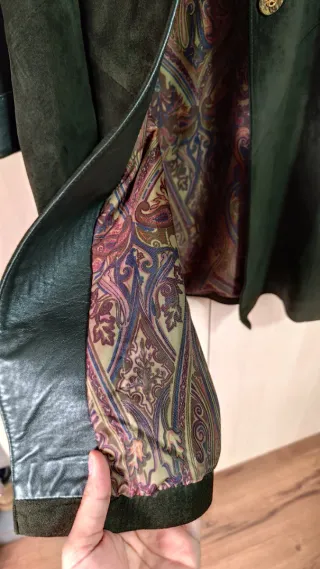 Abrigo Ante y Piel Auténtico Verde oliva