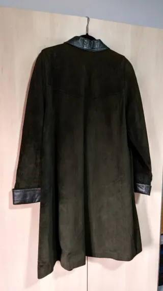 Abrigo Ante y Piel Auténtico Verde oliva