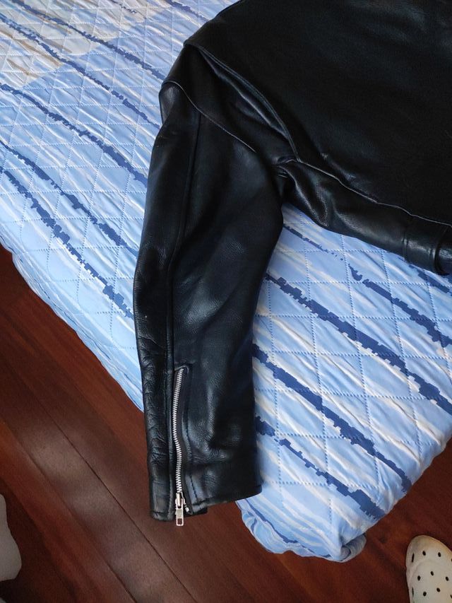 Chamarra Piel Negra Hombre