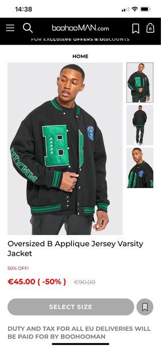 BoohooMAN Chaqueta Oversize B Applique Jersey