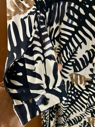 Vestido NUEVO M camisero largo hojas entretiempo