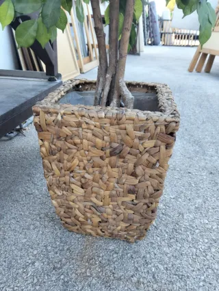 Planta artificial en maceta tejida