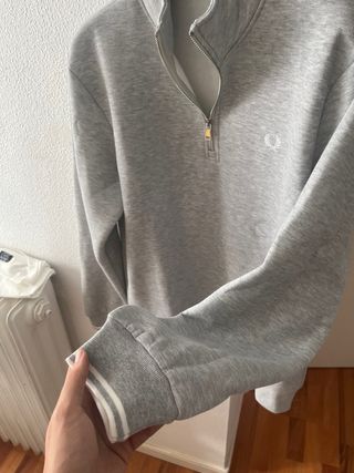 Jersey Fred Perry Gris Media Cremallera