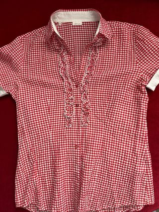 Camicia donna a quadri rossa e bianca