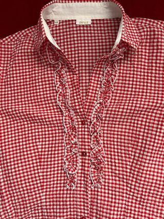 Camicia donna a quadri rossa e bianca