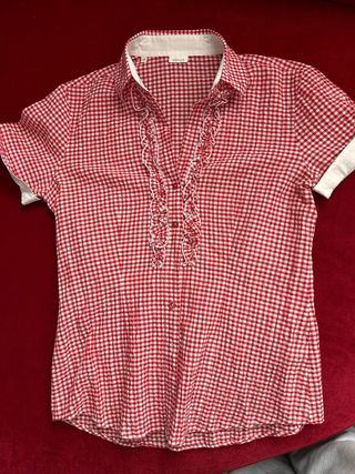Camicia donna a quadri rossa e bianca