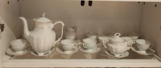 Juego de café de porcelana blanco y oro