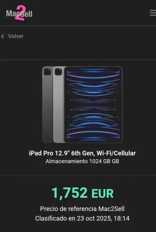 iPad Pro 12.9 6ª Gen 1TB LTE Plata