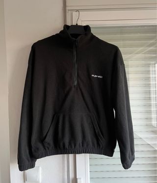 Sudadera polar negra con cremallera "As You Wish"