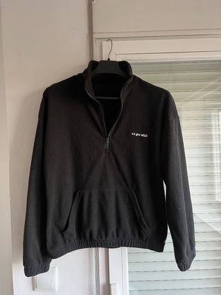 Sudadera polar negra con cremallera "As You Wish"