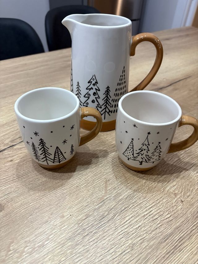 Set 2 tazze e caraffa ceramica