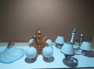 Lámpara de techo de madera y cristal