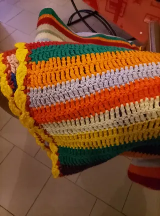 Coperta/copriletto fatta a mano arcobaleno