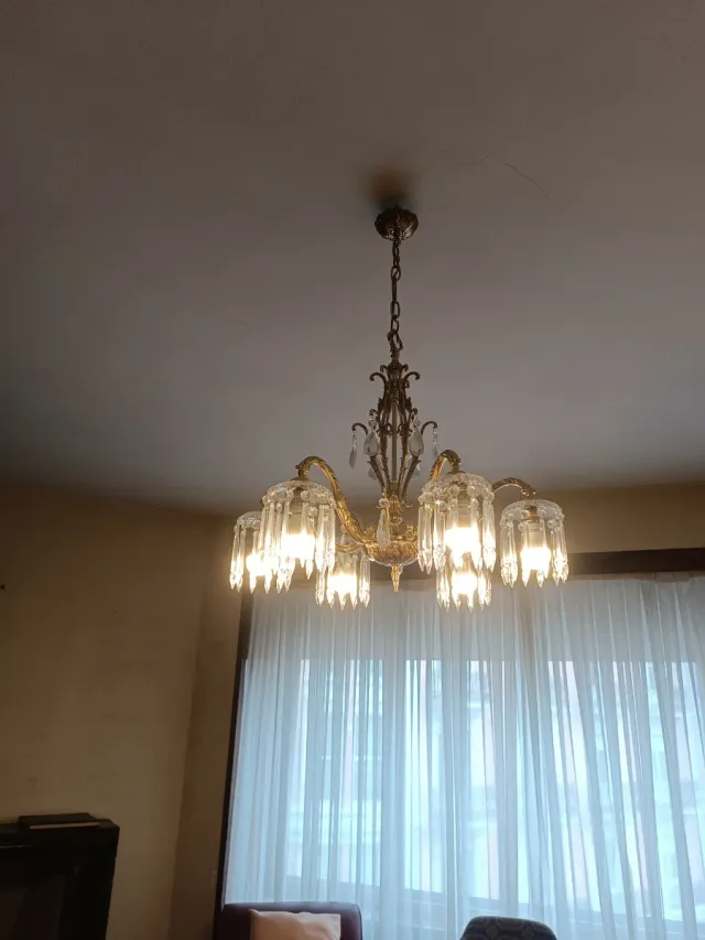 Lámpara araña bronce y cristal